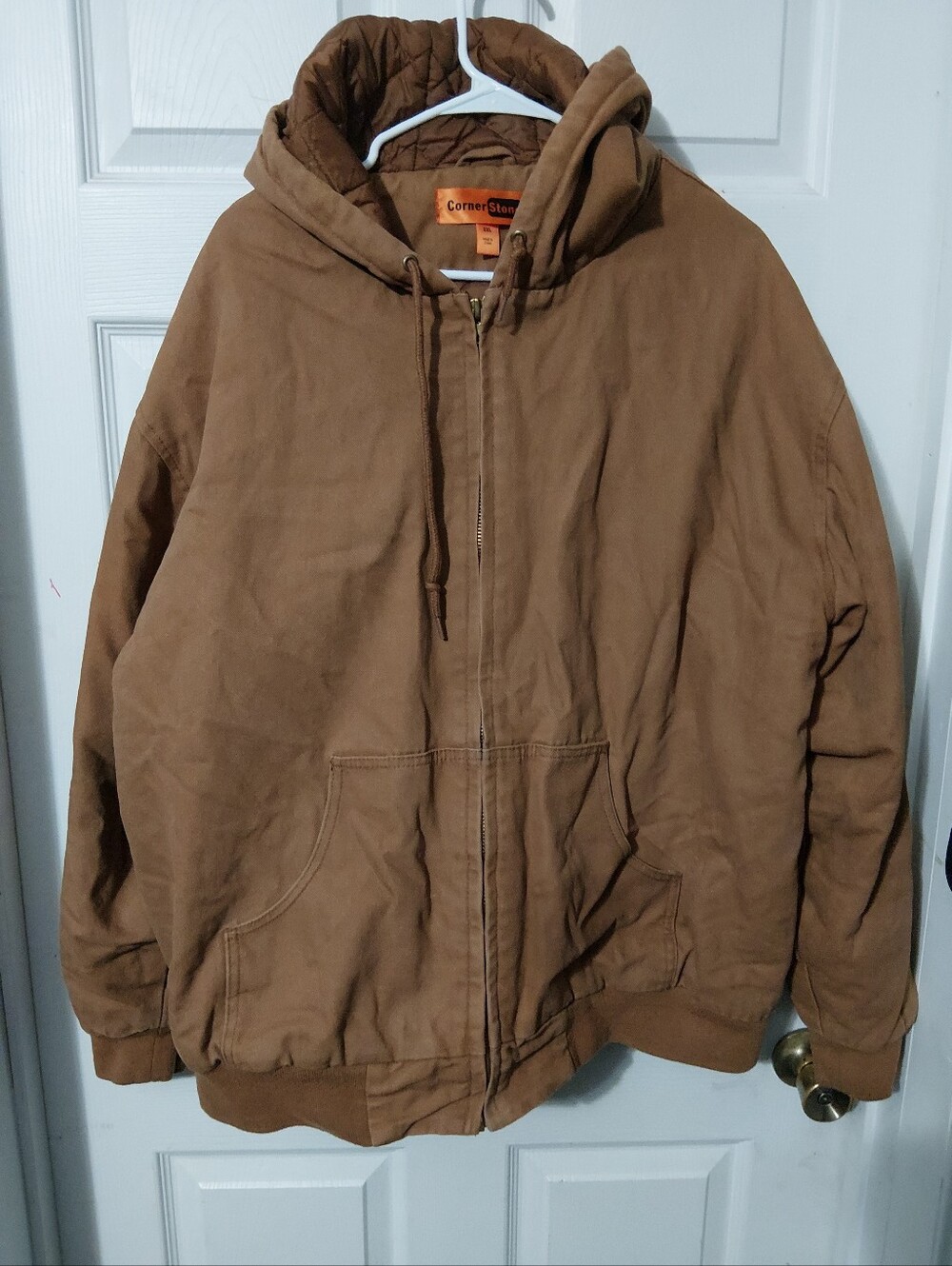 CornerStone Men's Tan Hooded Work Jacket
